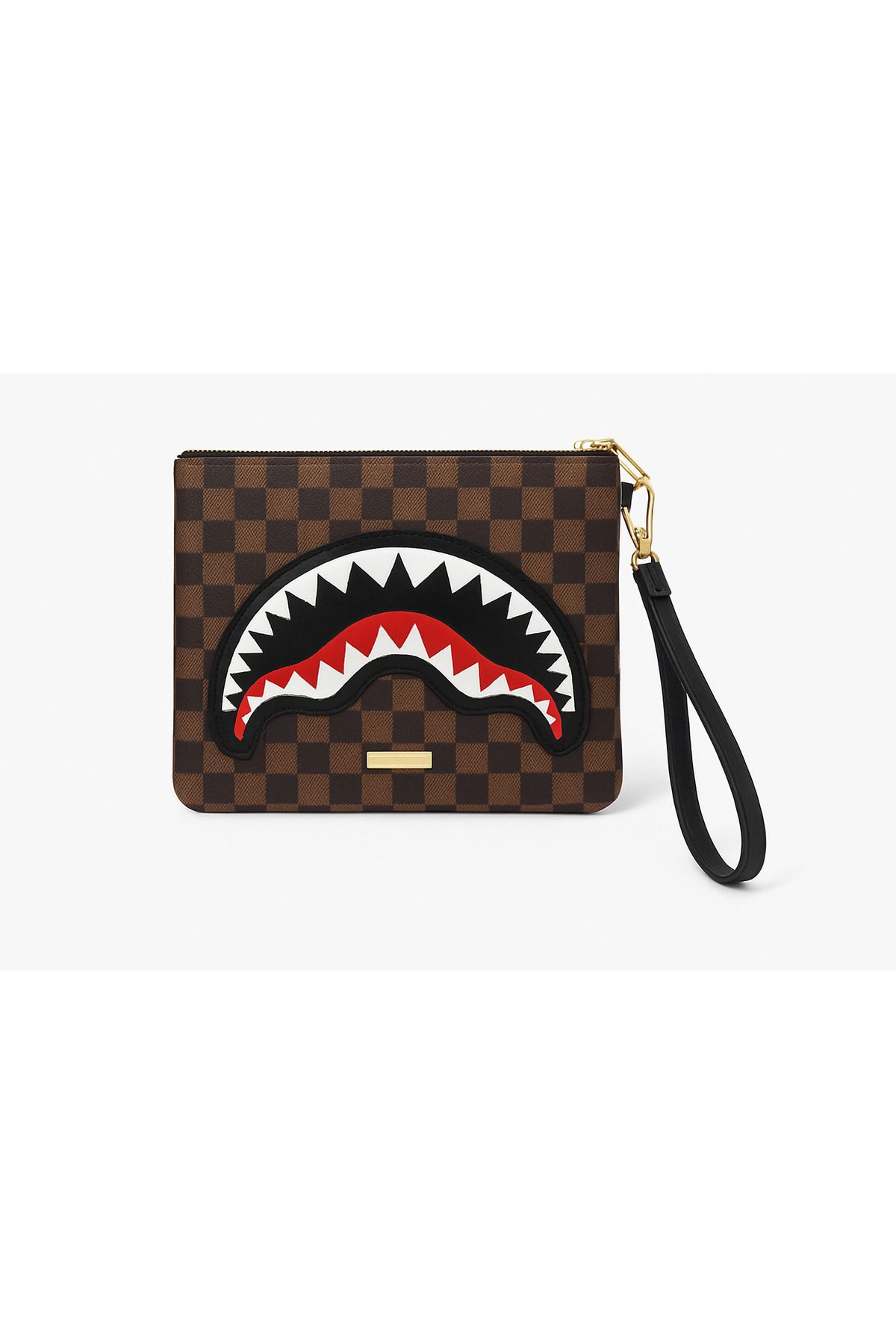Sprayground Sharks in Paris Crossover Clutch, Kahverengi Kareli Desen
