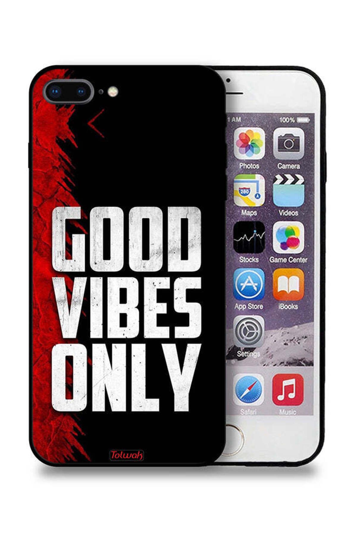 Tolwak-Apple iPhone 8 Plus Protective Case Good Vibes Only 1