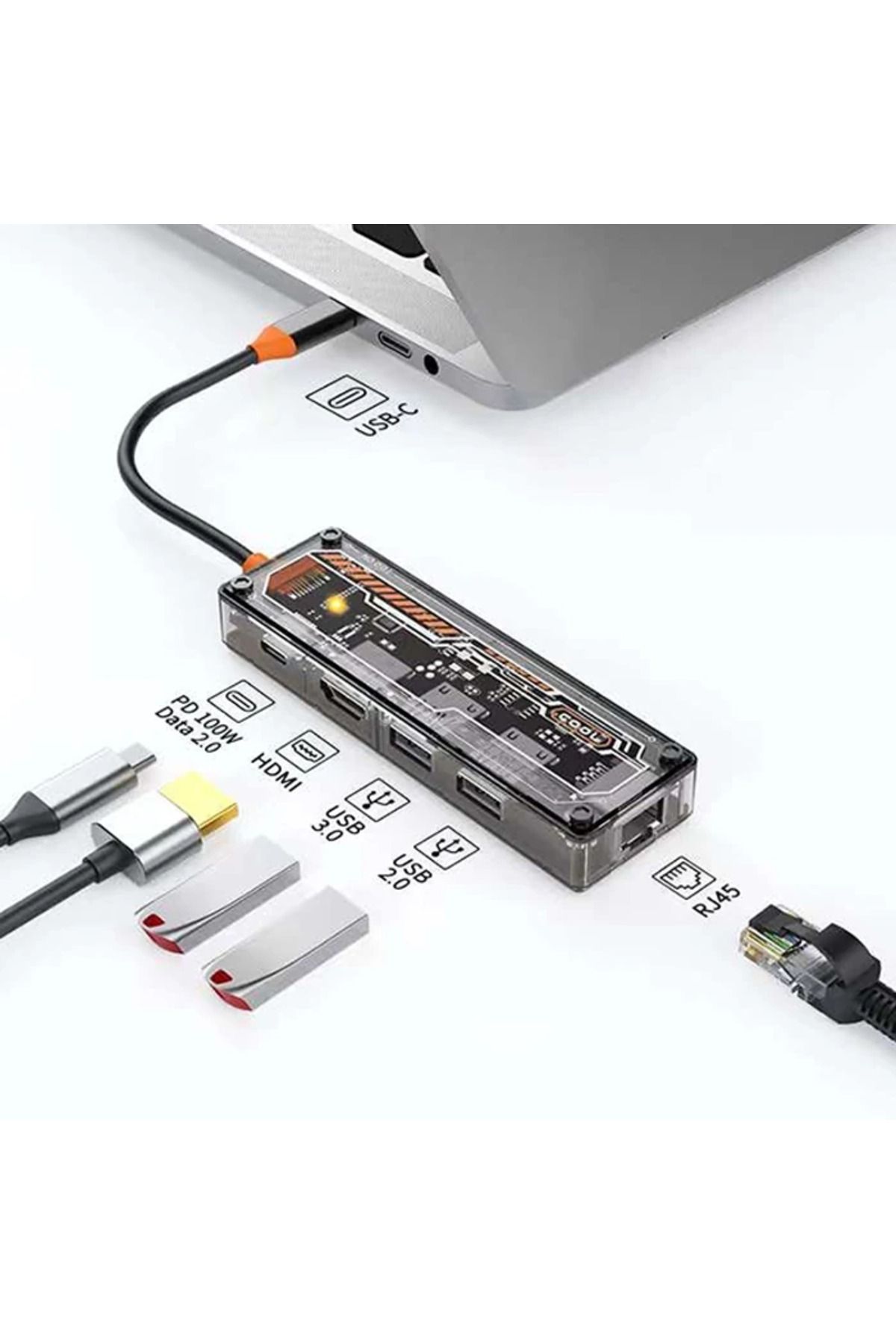Marsilyan ALLY 5in1 Type-c To USB3.0 + USB2.0 + Type-c PD 100W + HDMI + Ethernet Çoğaltıcı - MCT1874-1583