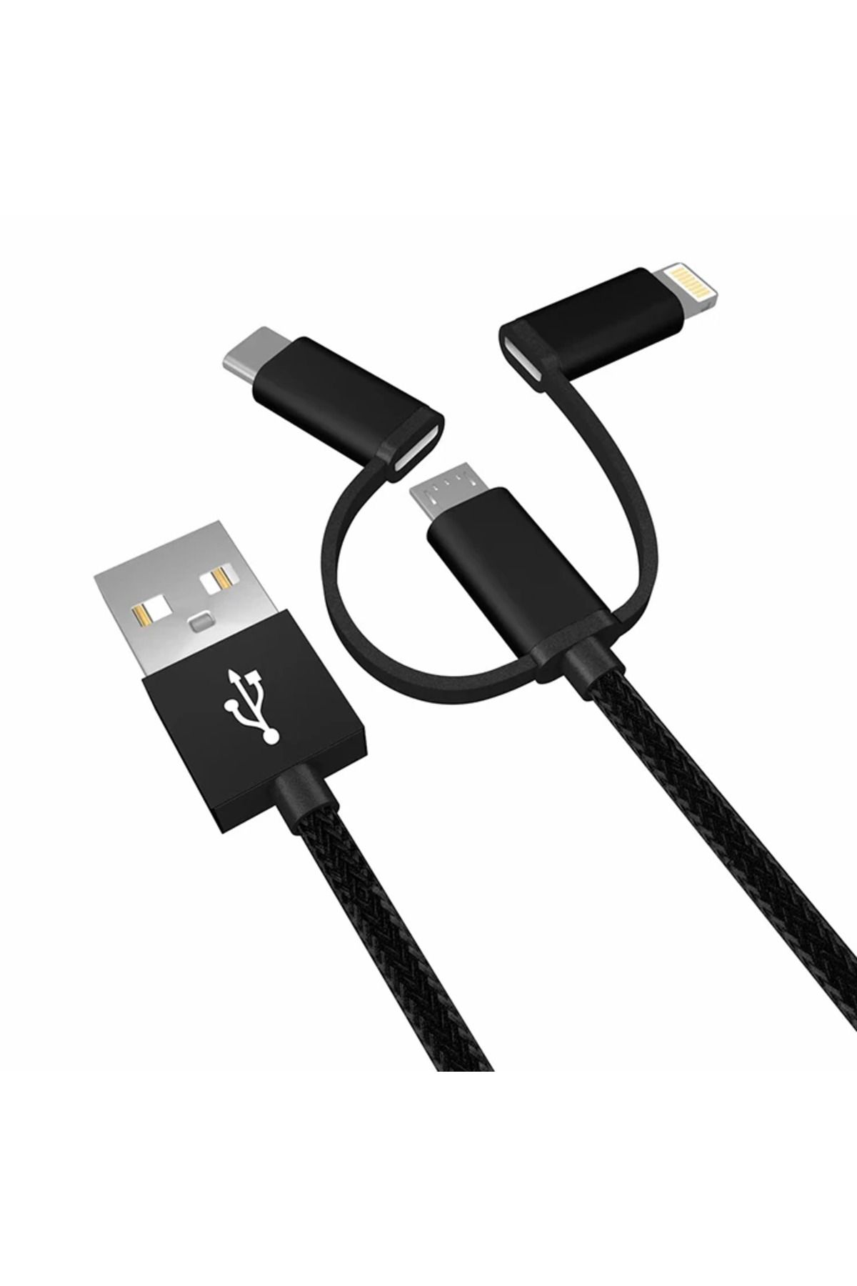 Marsilyan Ally 3in1 2.4a Type-C Micro Usb İphone 5678 Halat Usb Kablo-(5775) - MCT9625-9121