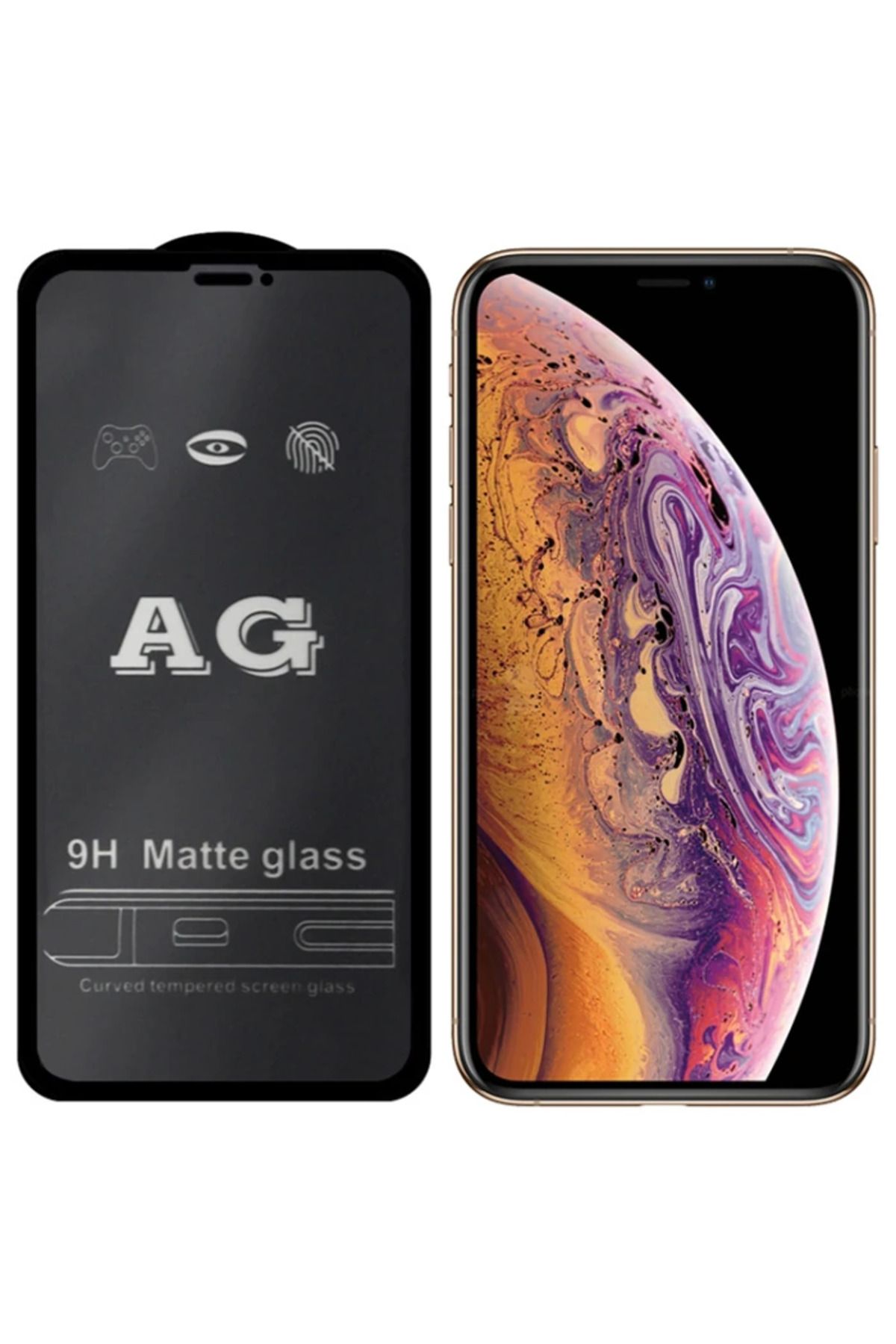 Marsilyan ALLY İPhone XS Max - 11 Pro Max 6.5inç Full Glue Matte Tempered Cam Ekran Koruyucu - MCT7289-8345