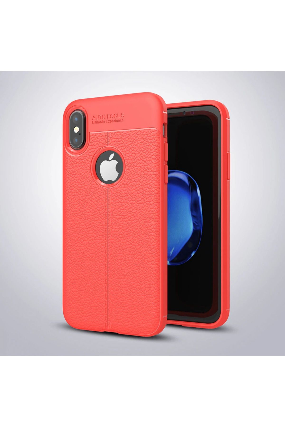 LaCend İphone X Xs Litchi Tam Koruma Soft Silikon Kılıf-(5775) - LC9753-1824