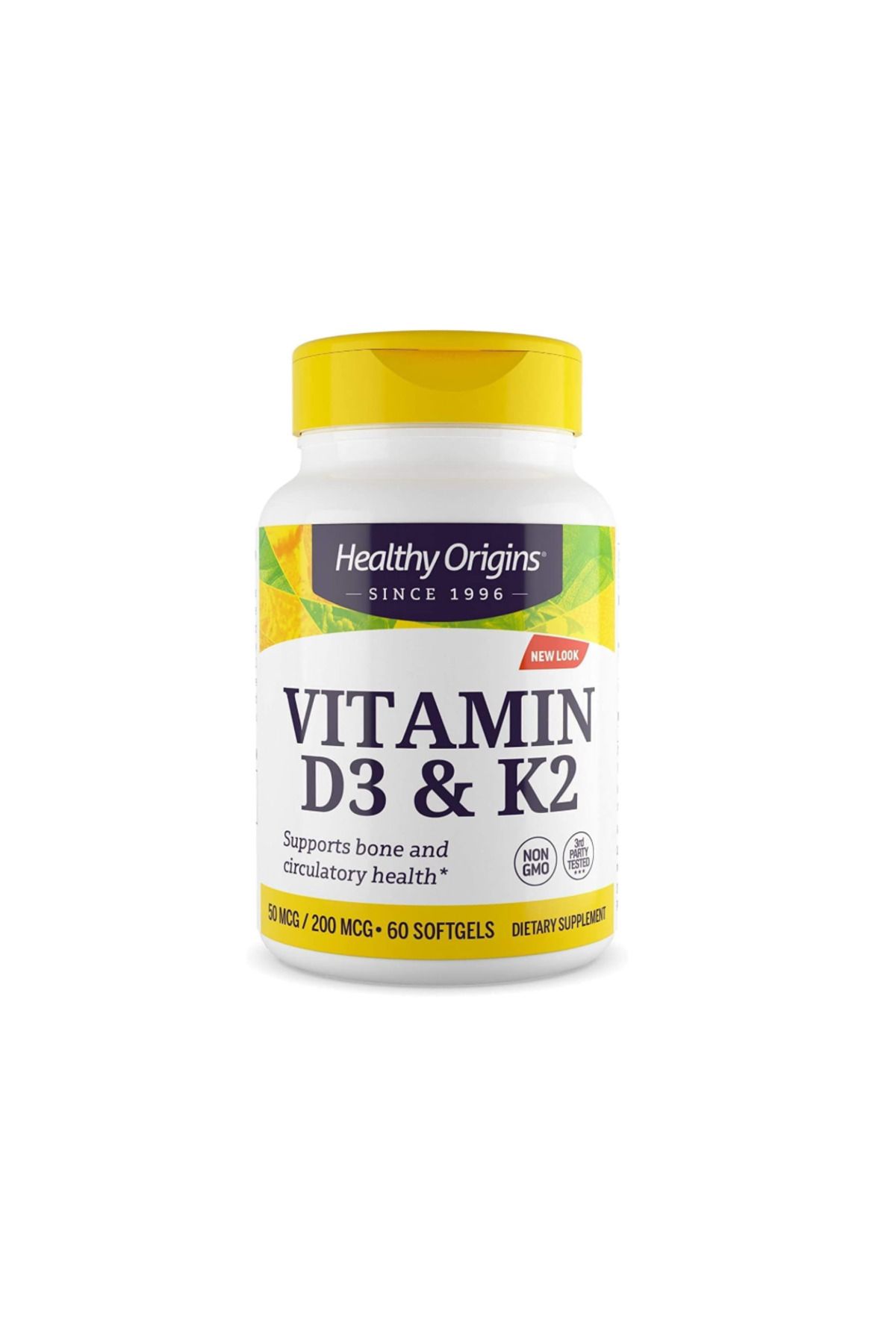 HEALTHY ORIGINS , Vitamin D3 & K2 - Vitamin D3, 50 Mcg - Vitamin K2, 200 Mcg Absorbable 180 Softgel