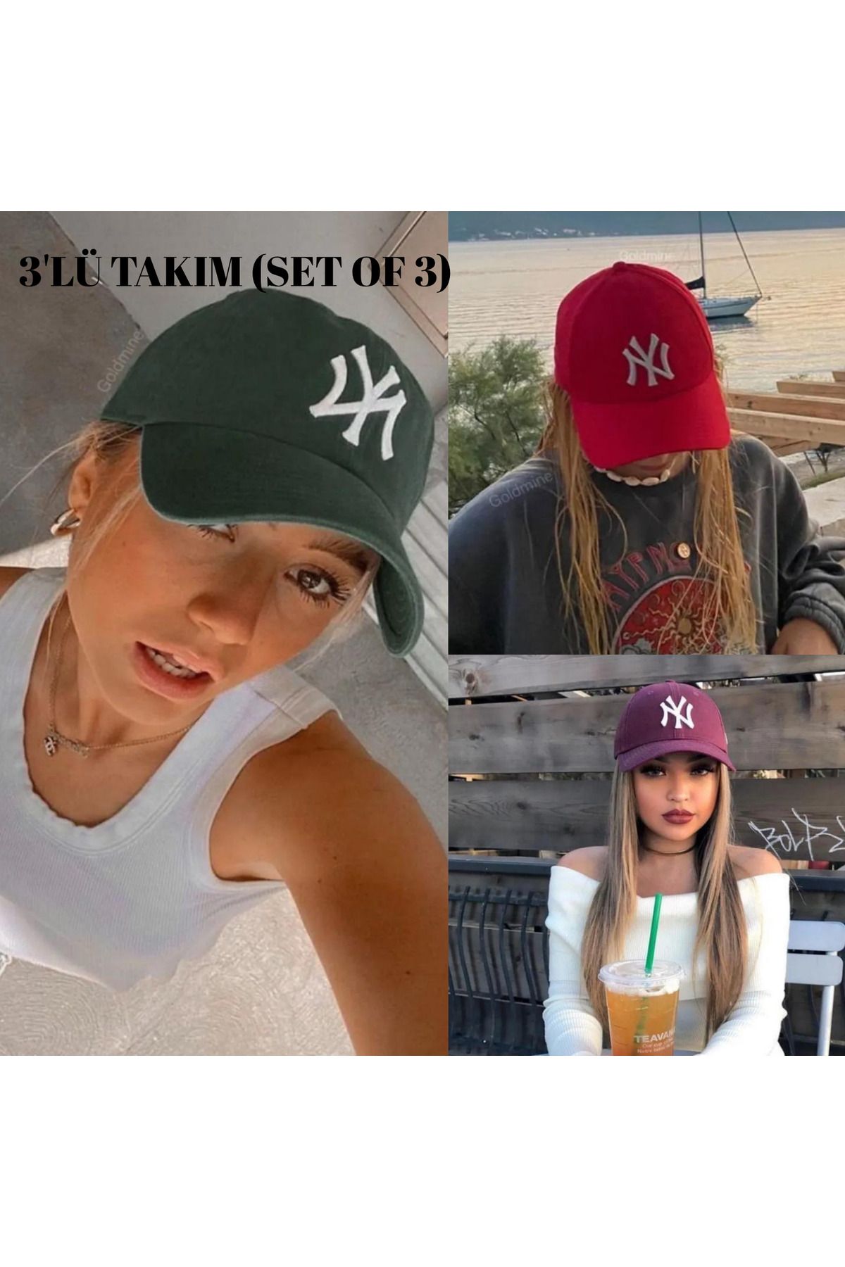 Wearflawless Spor Şapka Ayarlanabilir Unisex 3'lü Şapka Takımı