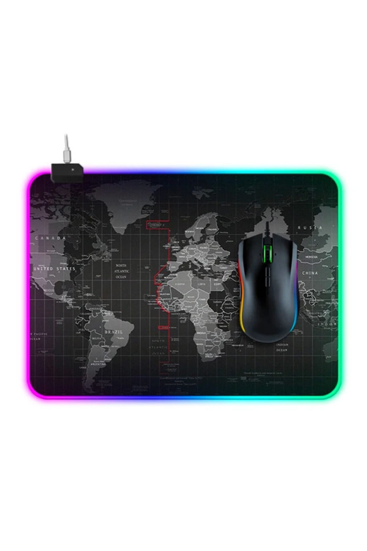 Marsilyan ALLY Dünya Desenli RGB Led Işıklı Oyuncu Mouse Pad 300*250*4MM-(5775) - MCT5406-5353