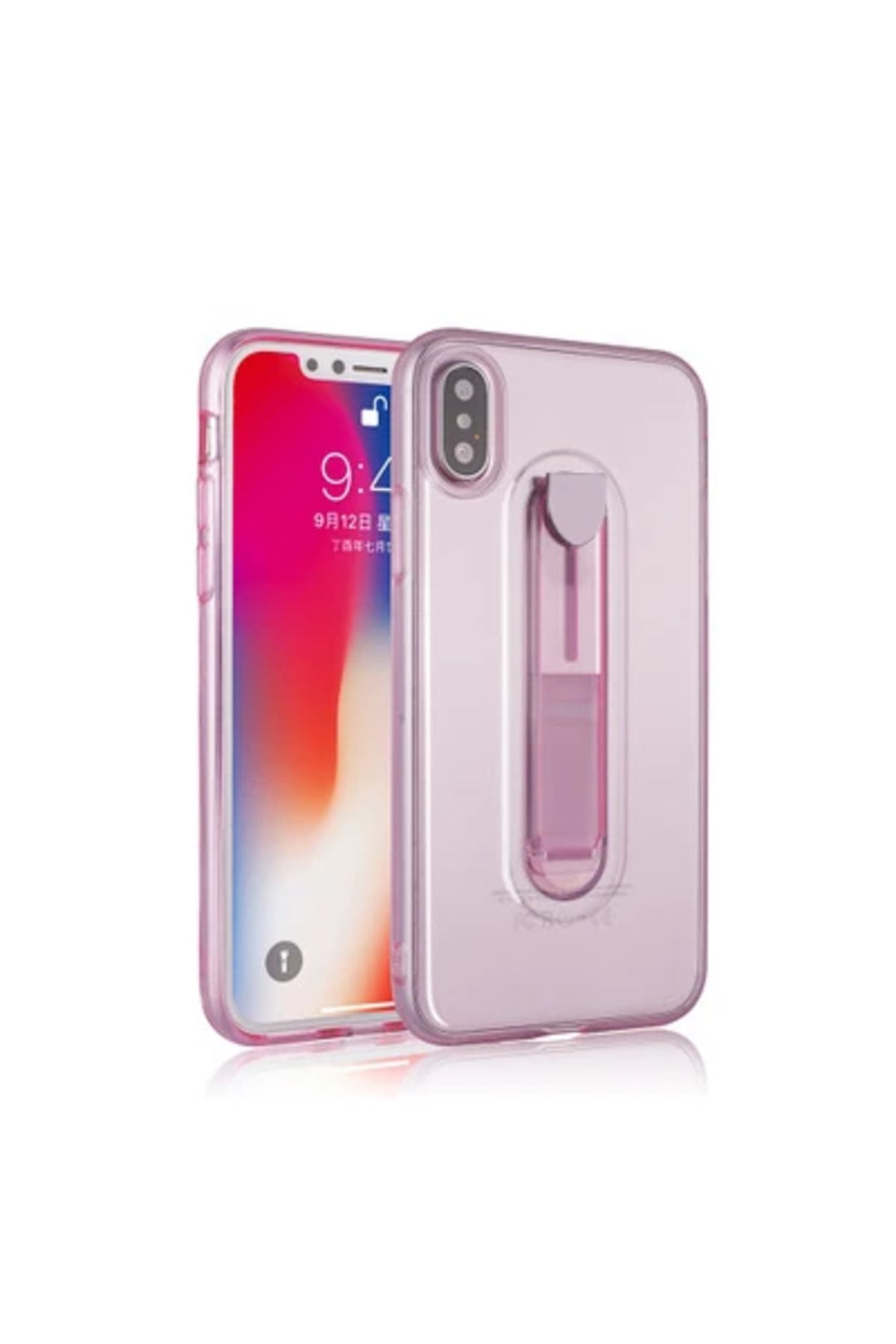 Marsilyan İphone X Xs Selfie Yüzüklü Şeffaf Silikon Kılıf-(5775) - MCT2035-4651