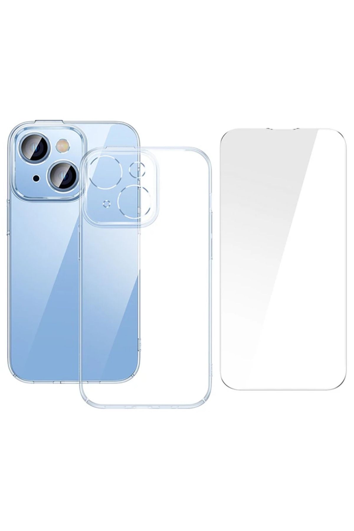 Marsilyan Crystal iPhone 14 Plus 6.7 Ultra-Thin Silikon Kılıf + Tempered Ekran Koruyu - MCT3593-2431