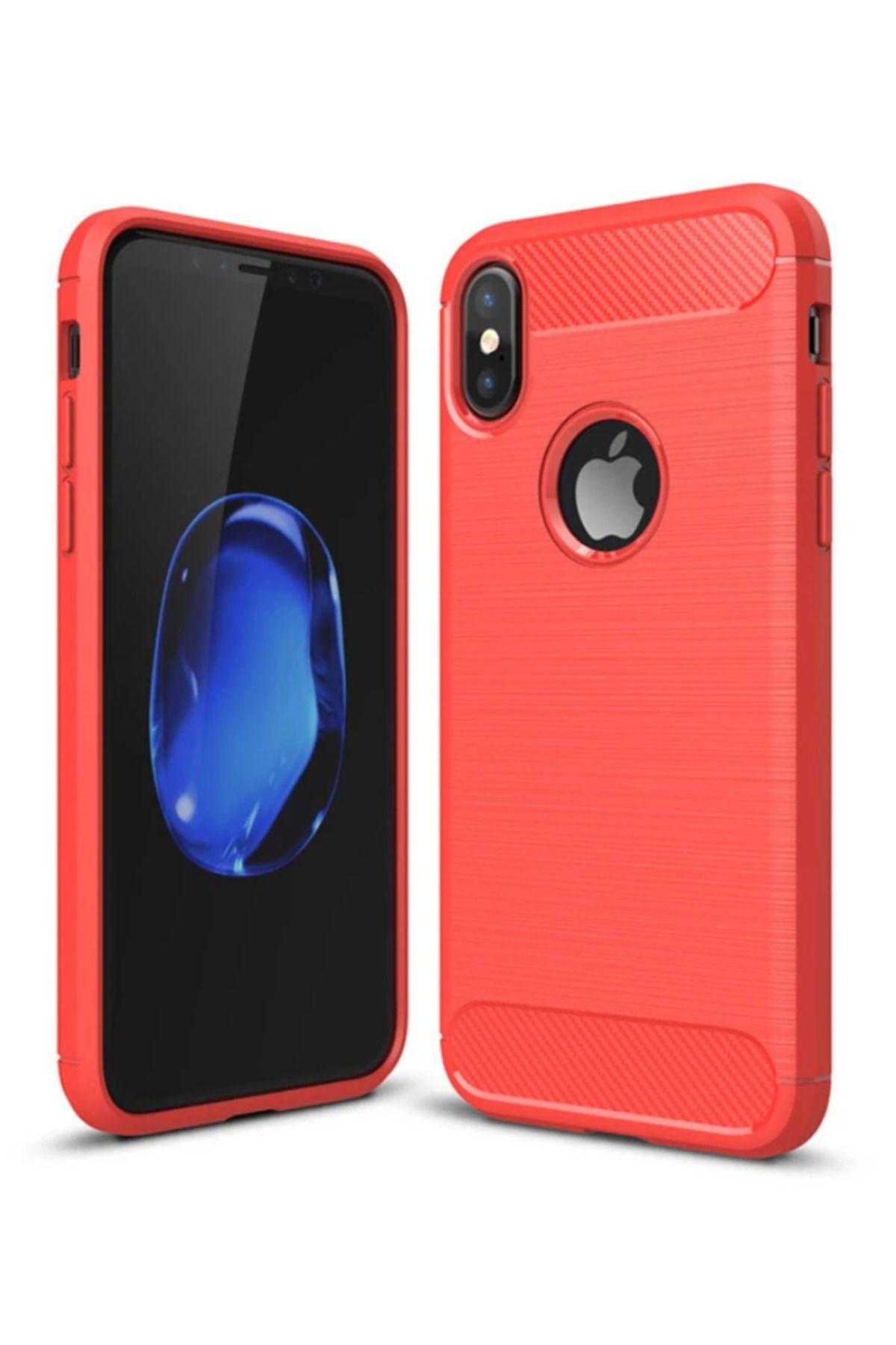 demila İphone XXS Dark Ultra Koruma Karbon Fiber Silikon Kılıf-(5775) - MLA3587-3997