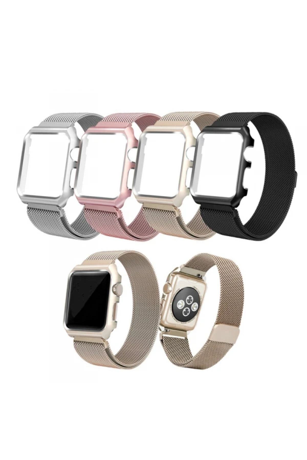 Marsilyan Ally Apple Watch 6-5-4 44mm Watch Ultra 49mm Metal Kayış Milano Loop+metal Kılıf - MCT5837-5998