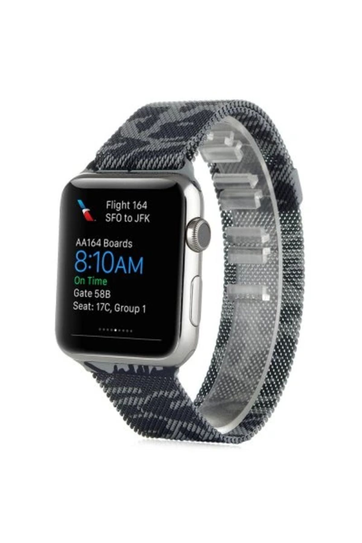 Marsilyan Ally Apple Watch 7-8 45mm 6-5-4 44mm Kayış Kordon Metal Milano Loop Kamuflaj 3-2-1 - MCT2458-1444