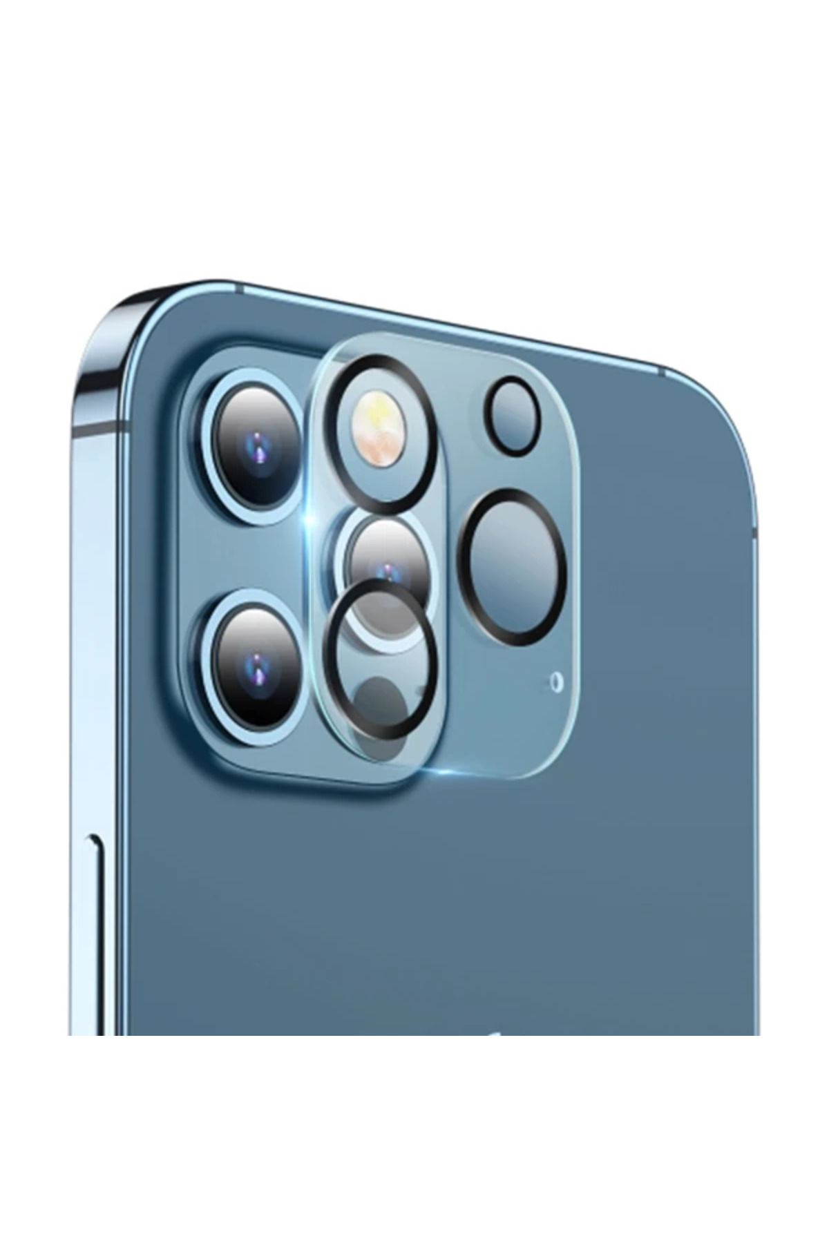Marsilyan ALLY İPhone 12 Pro 6.1 3D Full Tempered Glass Cam Kamera Koruyucu-(5775) - MCT3554-3734