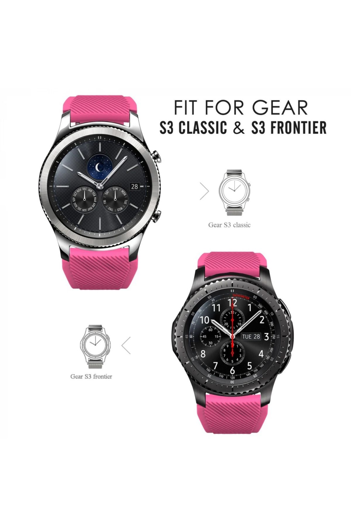 ONE Ally 22MM Gear S3 Watch 4 46mm Silikon Kayış ( S Beden)-(5775) - CDY4752-8935