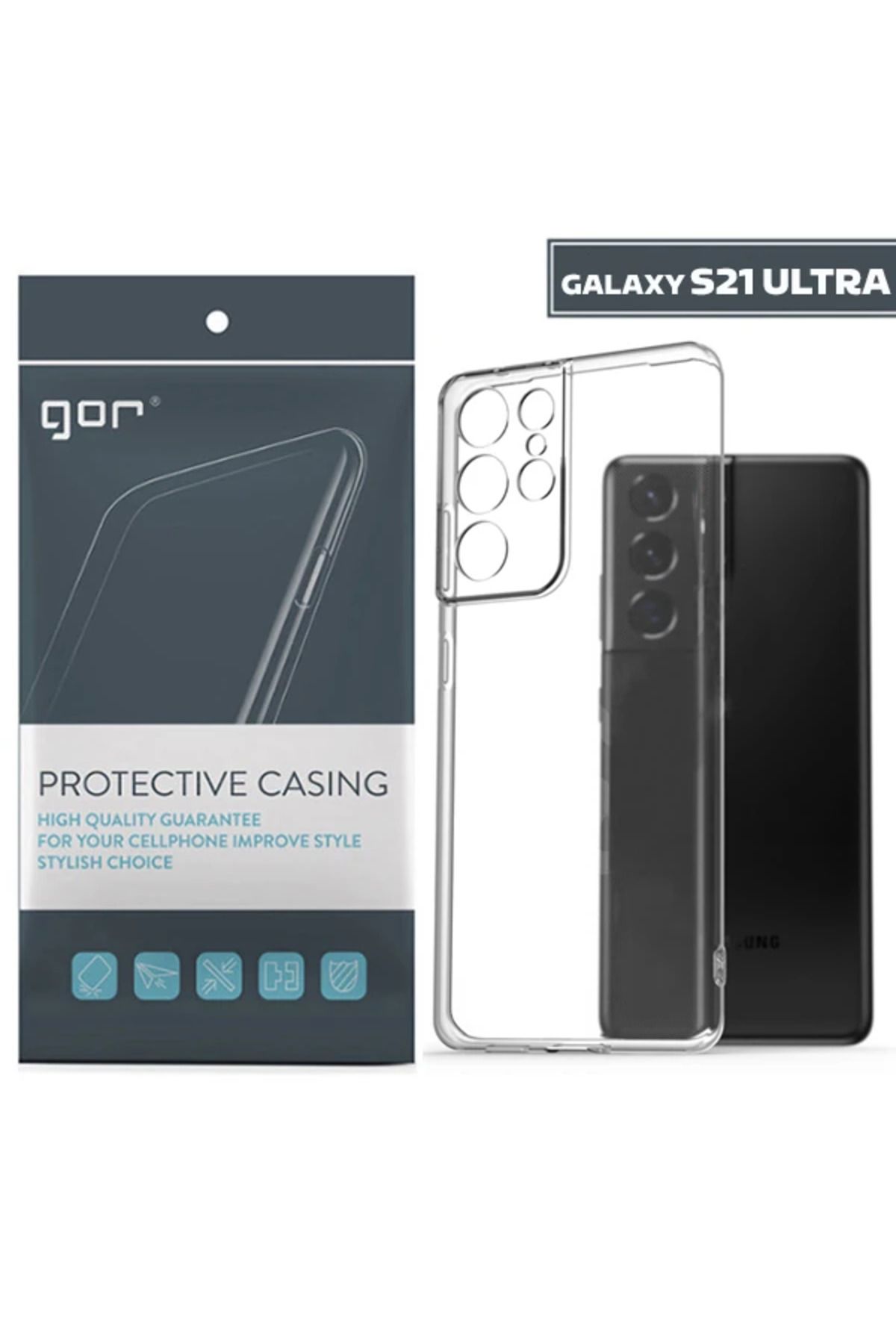 demila GOR Samsung Galaxy S21 Ultra Kılıf Kamera Korumalı Şeffaf Silikon Kılıf-(5775) - MLA1398-5140