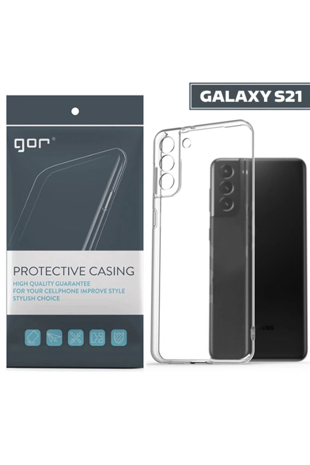 Marsilyan GOR Samsung Galaxy S21 Kılıf Kamera Korumalı Şeffaf Silikon Kılıf-(5775) - MCT2465-5829