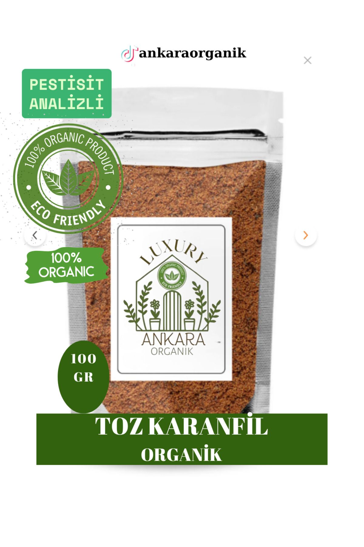 Ankara Organik Karanfil Toz (Öğütülmüş) Organik Taze Çekim 100GR