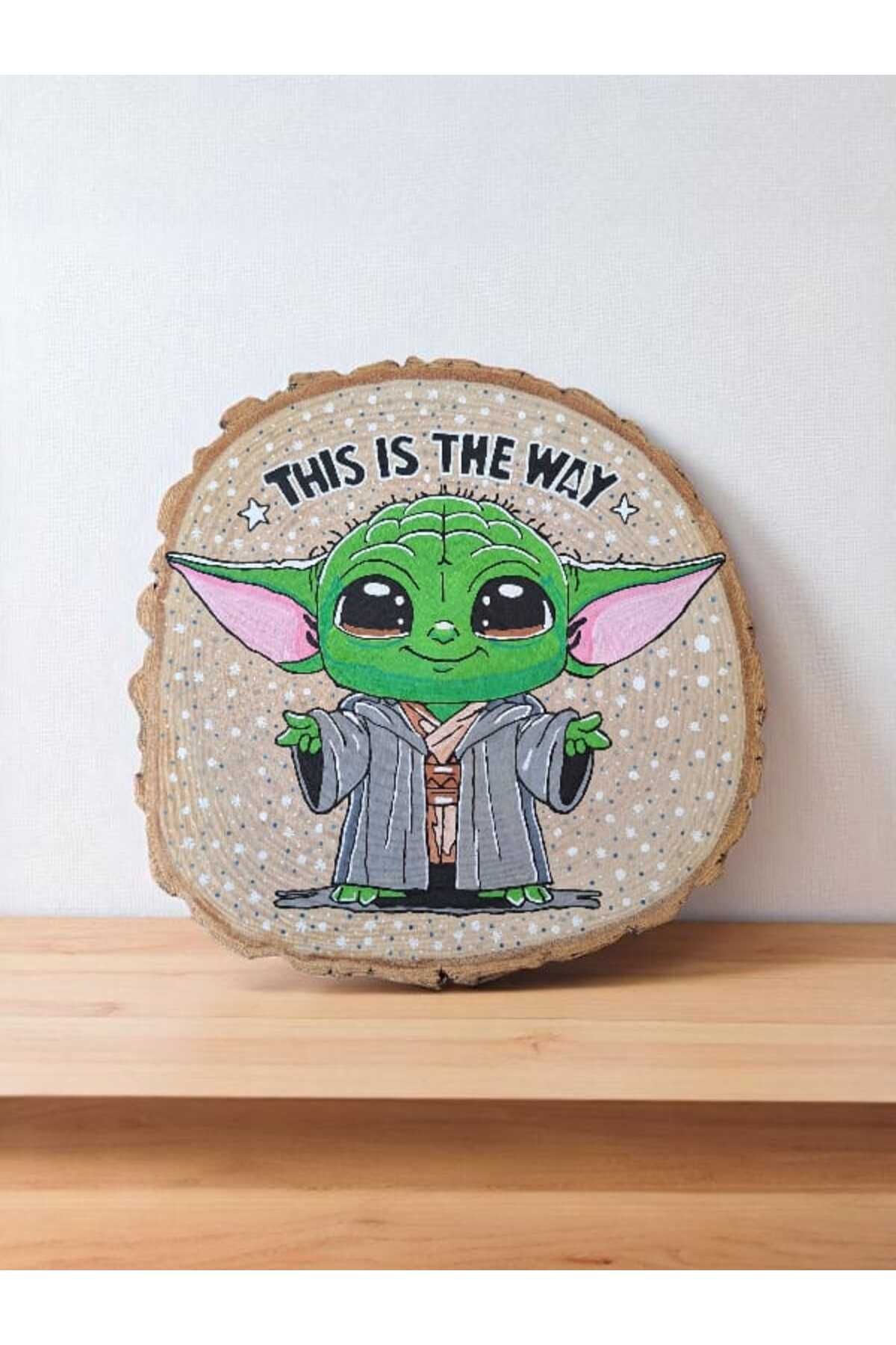 ARTistik Hareket Baby Yoda Tasarım Çizim Tablo - Baby Yoda Ahşap Dekoratif Tablo - Baby Yoda Tasarım Duvar Tablosu