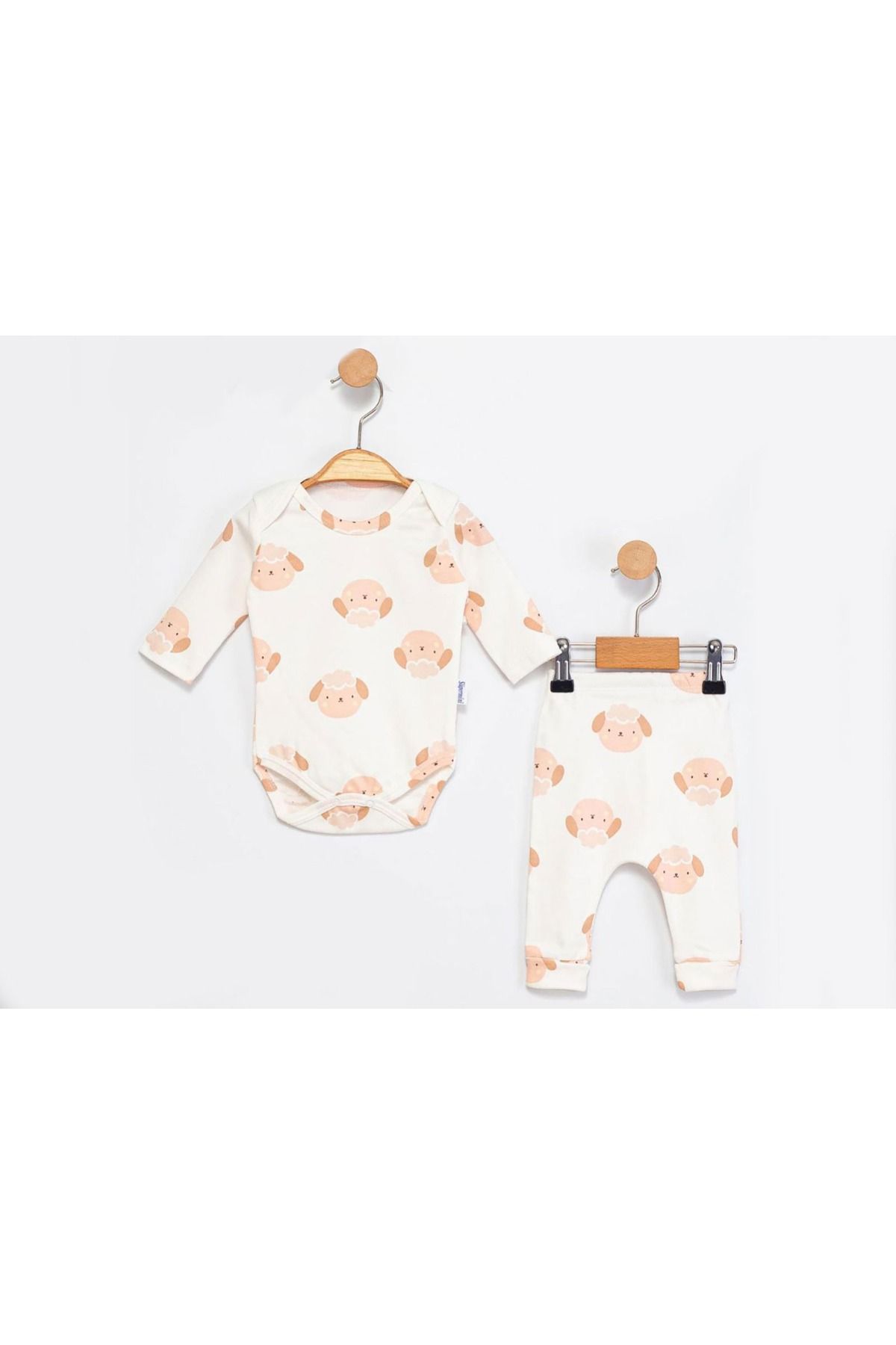 Bebello Kids Kuzu Desenli Unisex Bebek Takımı – Çıtçıtlı Badi & Alt Hastane Çıkışı