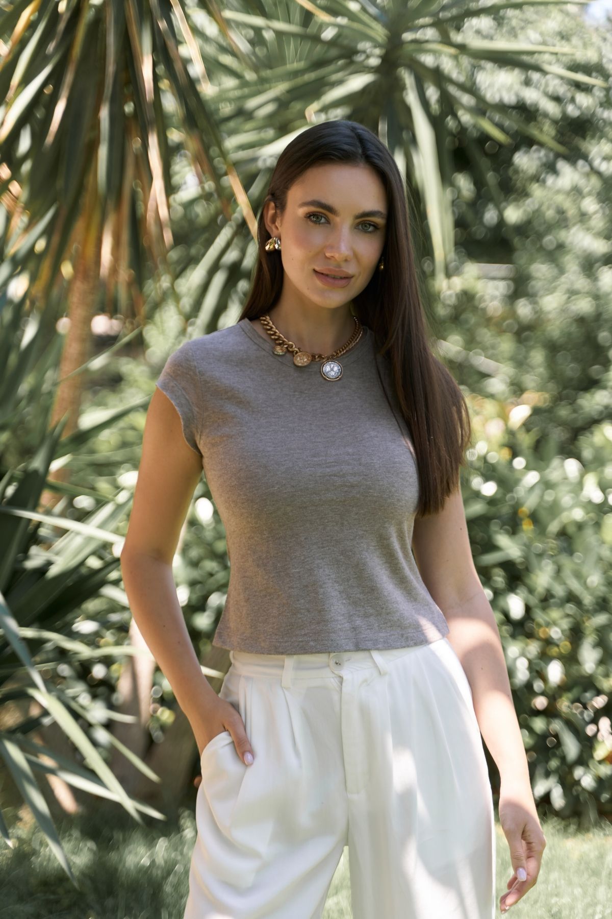 BOHEMAİ Kensal Dar Kesim Vizon T-Shirt