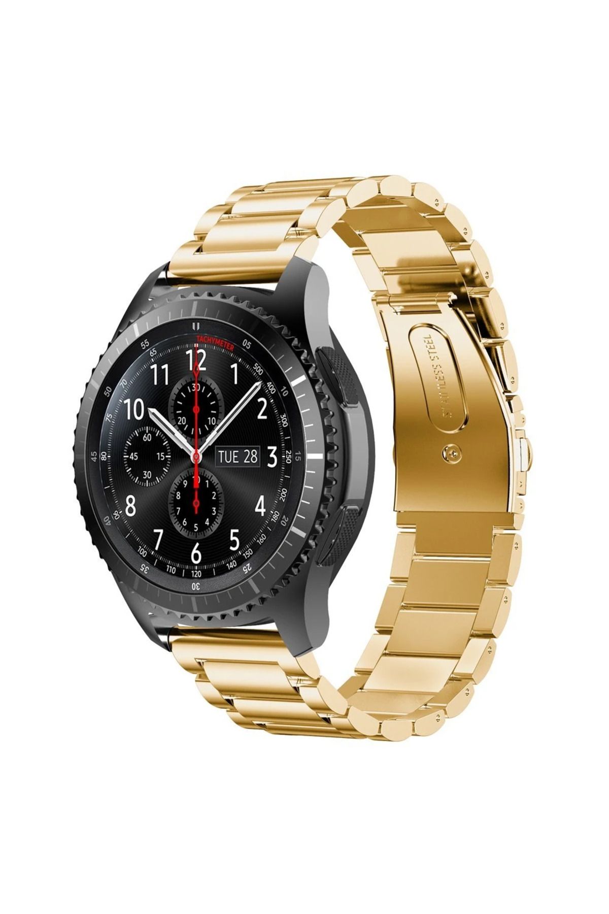 LaCend Ally 22mm Gear S3 Watch 4 46mm Paslanmaz Çelik 3 Bakla Kayış-(5775) - LC4416-3472