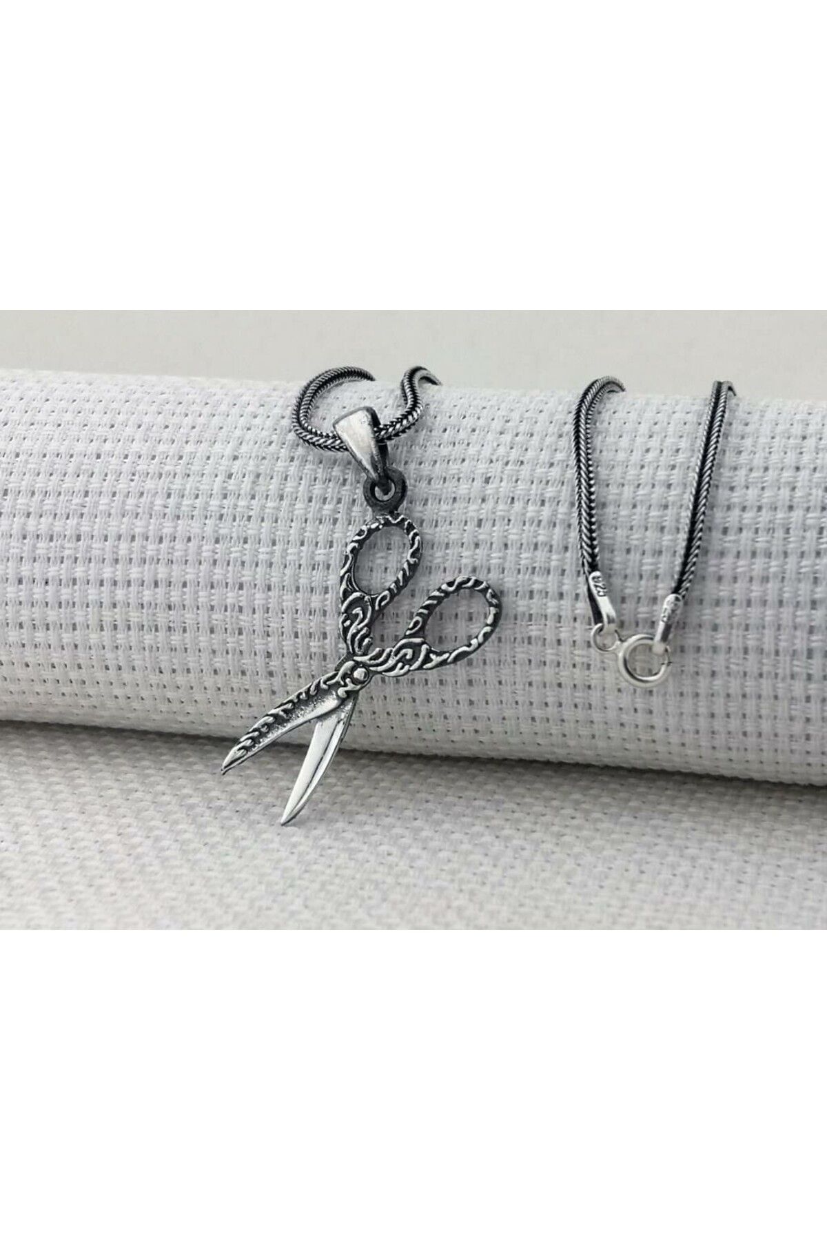 shop Makas Tasarımlı 925 Ayar Gümüş Erkek Kolye