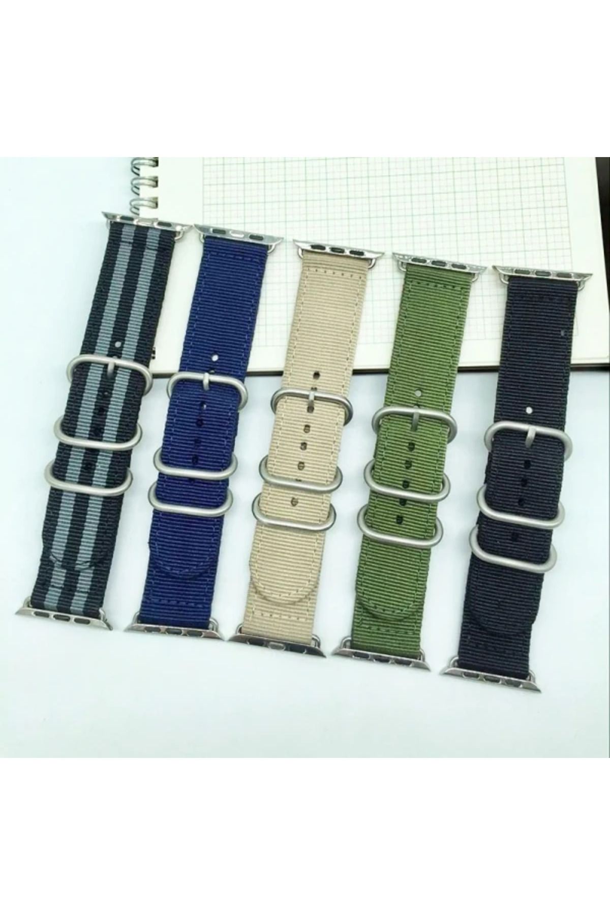 demila Ally Apple Watch 7-8 41mm 6-5-4 40mm Nylon Kayış 3 Tokalı 3-2-1 38mm-(5775) - MLA4622-1136