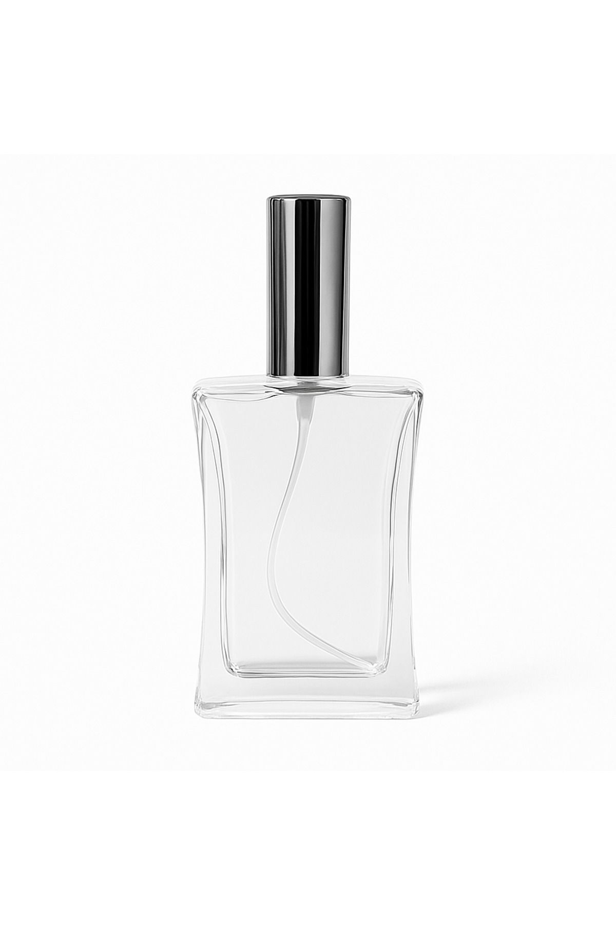 Büyülü Şişeler 50 ml Gümüş Kapaklı Doldurulabilir Şeffaf Cam Parfüm Şişesi