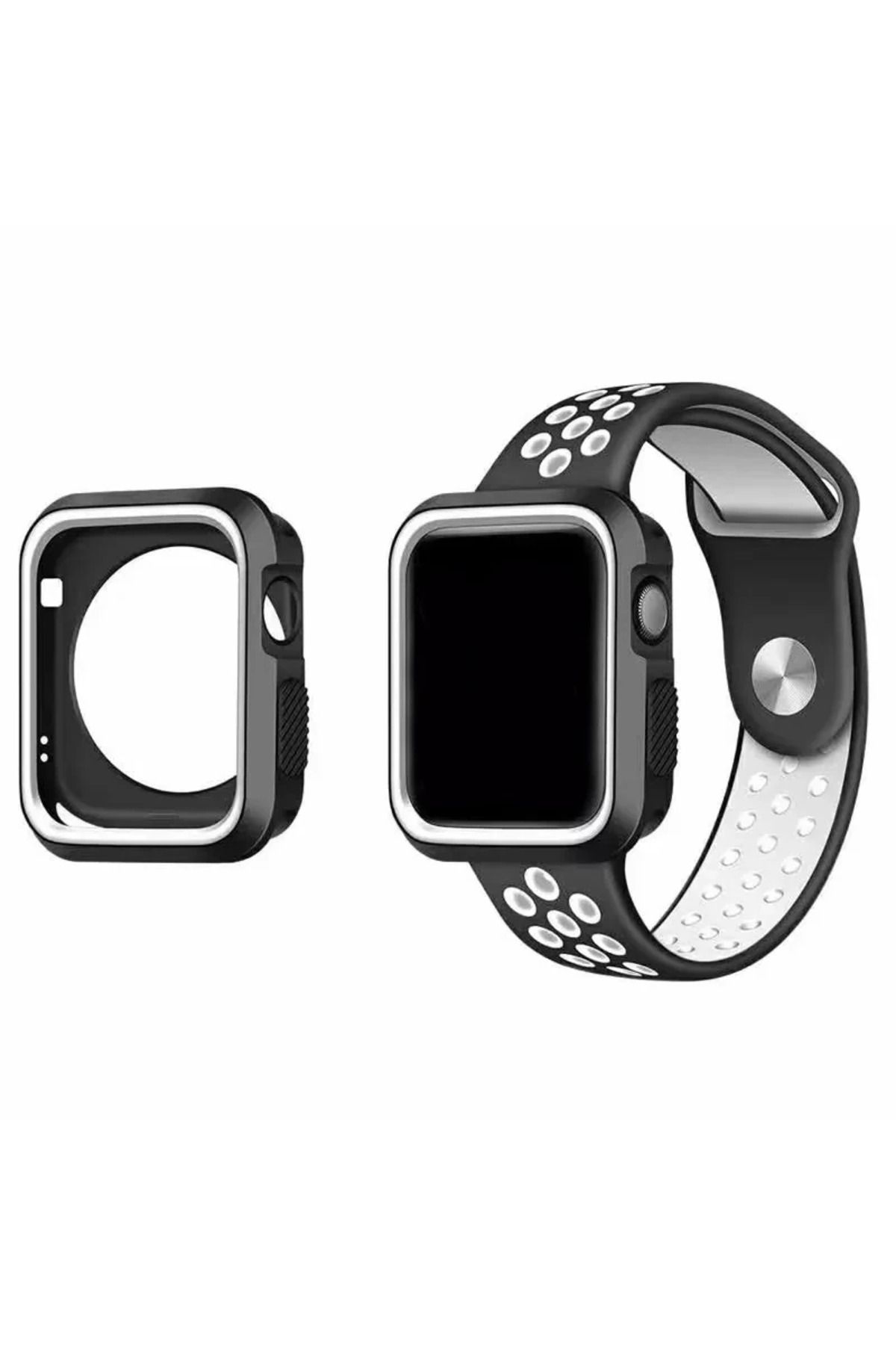 Marsilyan Watch İçin 42mm 23 Nike Style Çift Renk Silikon Kılıf-(5775) - Uyumlu