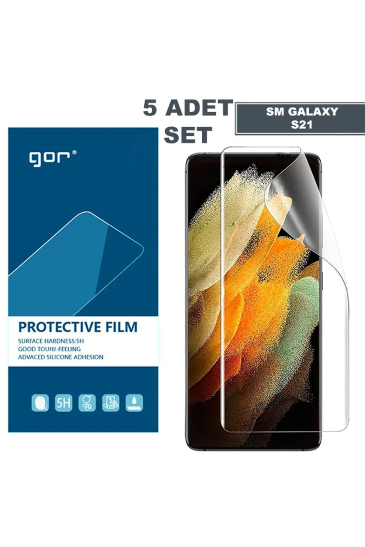 ChenSea GOR SM Galaxy S21 Uyumlu HD Darbe Emici Ekran Koruyucu Jelatin 5 Adet Set-(5775) - AGT5774-3300