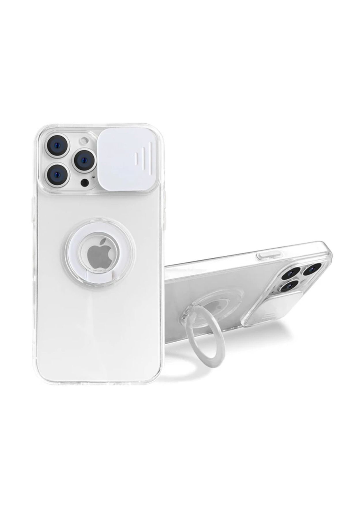 Marsilyan Ally iPhone 13 Pro 6.1 inç Kılıf Sürgülü Kamera Lens Korumalı Yüzük Standl? - MCT5863-4542