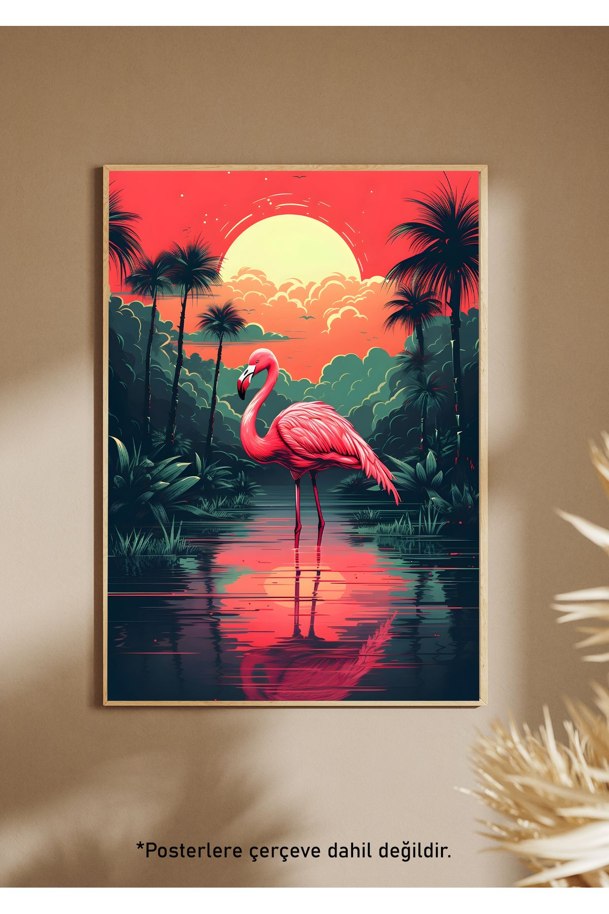 One Little Happiness FLAMINGO Poster Estetik Duvar Posteri , Çerçevesiz Poster