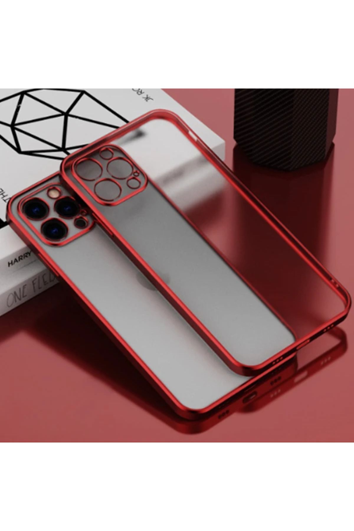 Marsilyan iPhone 11 Pro 5.8inç Renkli Kenar Şeffaf Kılıf Kamera Korumalı Kılıf-(5775) - MCT8085-6164