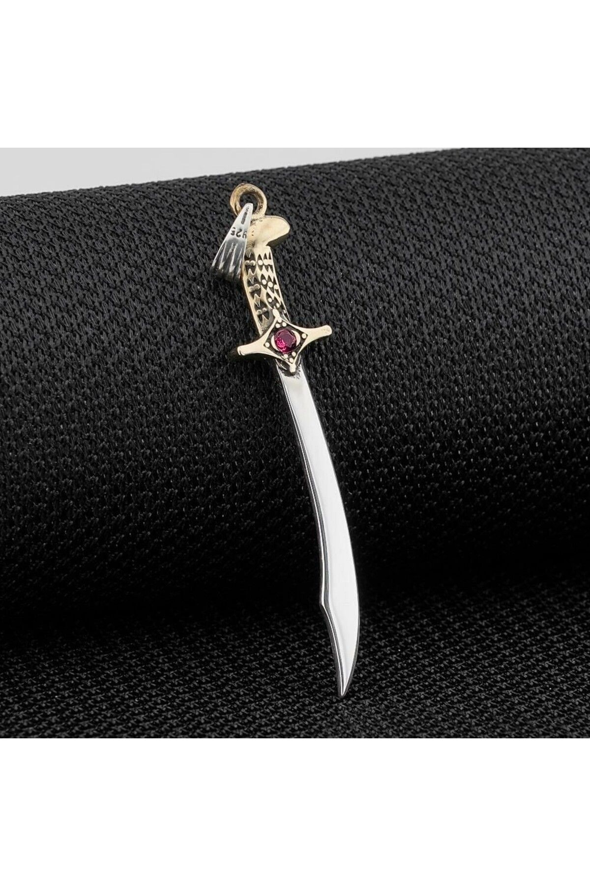 shop Kırmızı Zirkon Taşlı Osmanlı 925 Ayar Gümüş Erkek Kolye