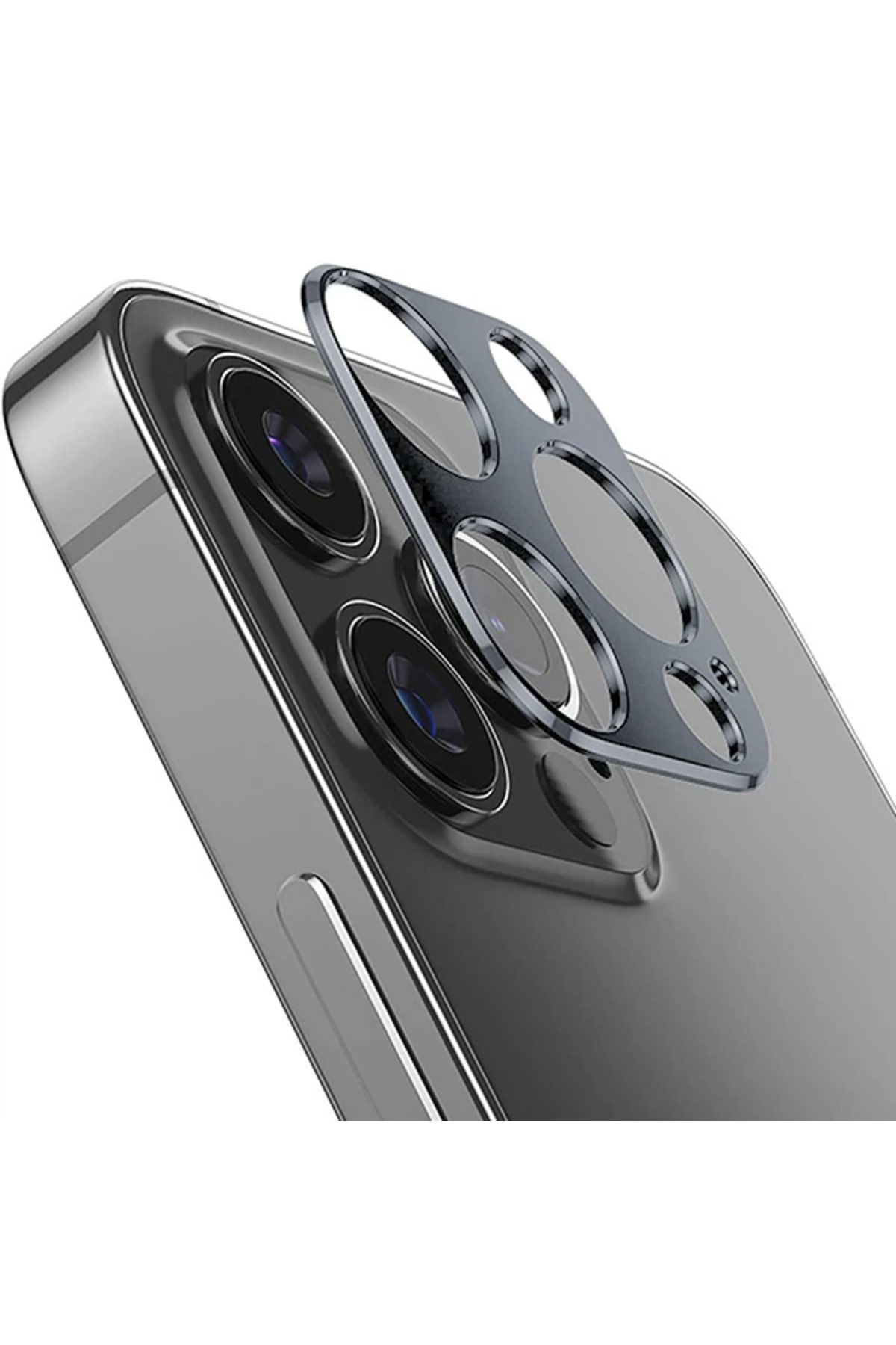 Marsilyan İPhone 12 Pro Max 3D Metal Kamera Koruyucu Metal Lens-(5775) - MCT2925-2749