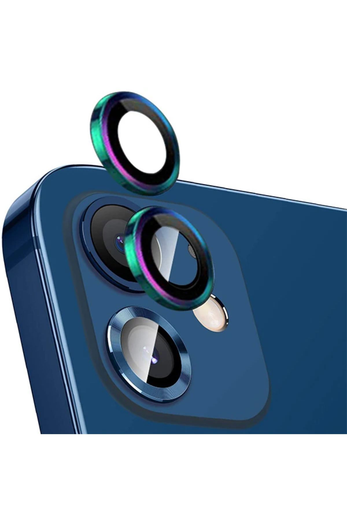 mudikonsept ALLY İphone 12 - 12 Mini 3D Metal Çerçeveli Kamera Lens Koruyucu-(5775) - MDE6662-9435