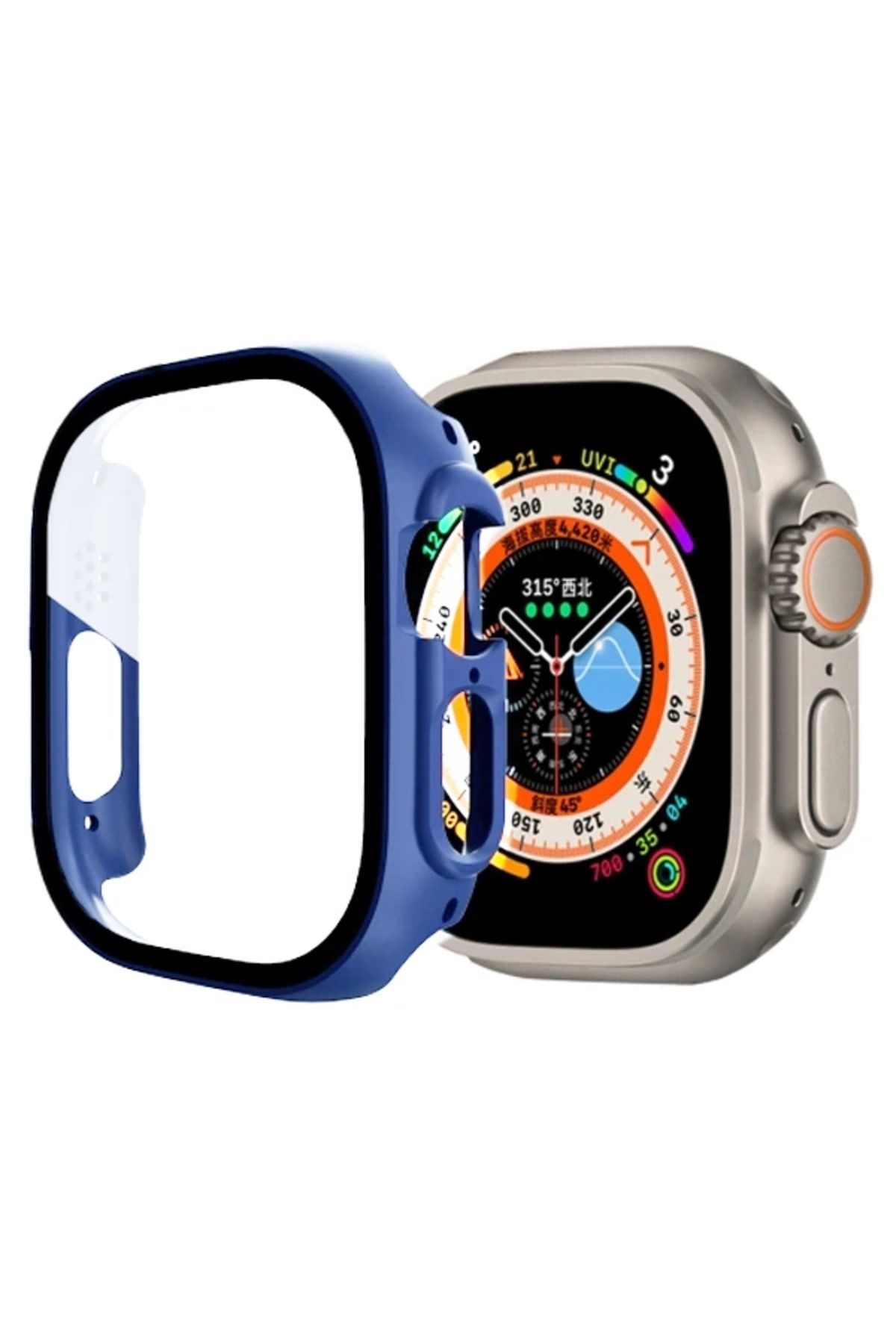 Marsilyan Ally Apple Watch Ultra 49mm için Hard PC Full Koruma Sert Armor Zırh Kılıf-(5775 - MCT1414-7493
