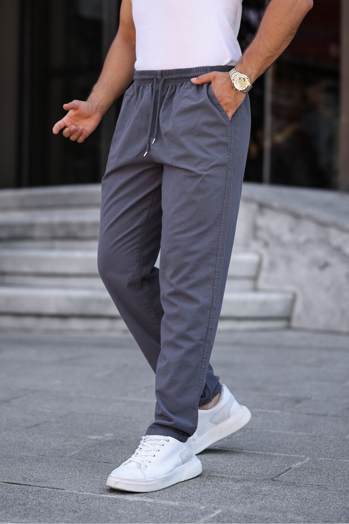 a02teks Keten Rahat Kesim Pantolon