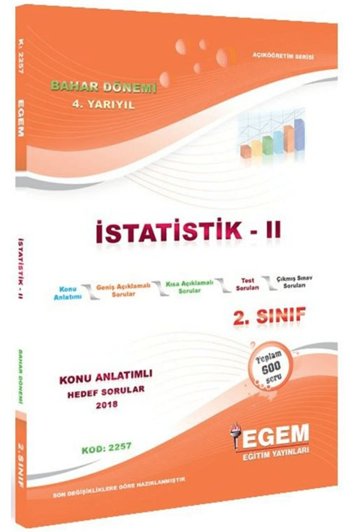 Egem Eğitim Yayınları 2. Sınıf 4. Yarıyıl İstatistik 2 Konu Anlatımlı Hedef Sorular - Kod 2257