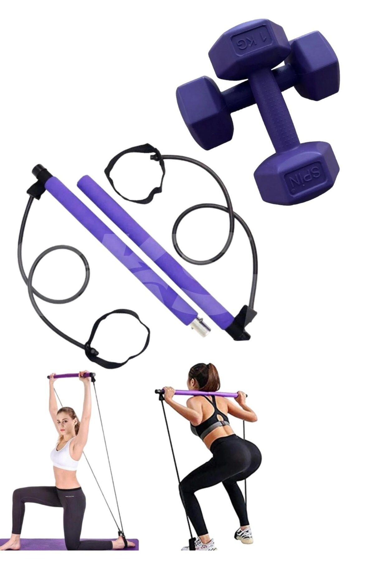CKSpor Süper Set 1x2 Siyah Plastik Dambıl + Pilates Barı Pilates Studio Squat Pilates Studio