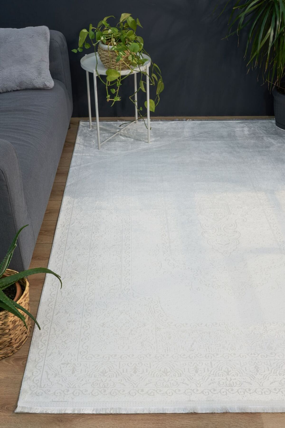akbel halı & yatak exclusive home design Riena 1121 Beyaz - Akrilik Polyester Halı | Kaymaz Tabanlı Dekoratif Halı