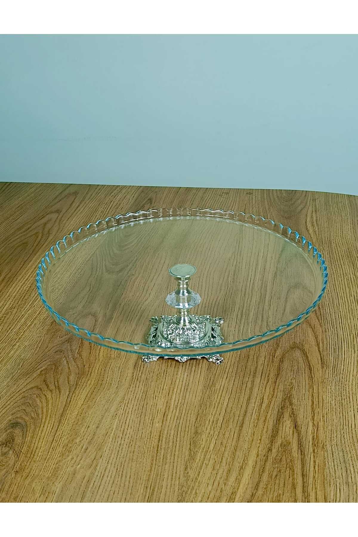 Elta Collection Avangard Gümüş Döküm Ayaklı Yuvarlak Pasta Standı Muhteşem Sunumluk