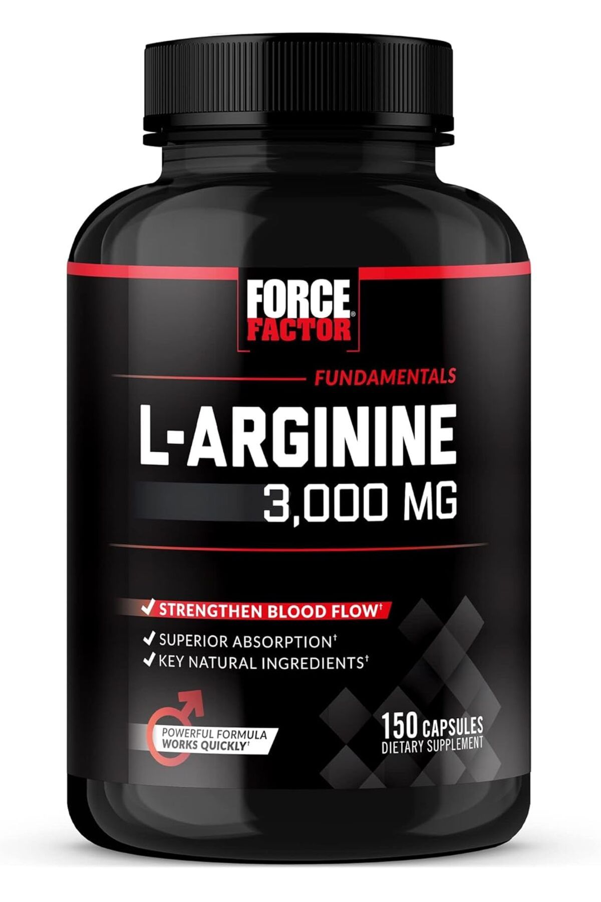 force factor L-Arginine(Arjinin) Nitric Oxide Muscle and Support Stronger and Pump 3000 150 Capsules