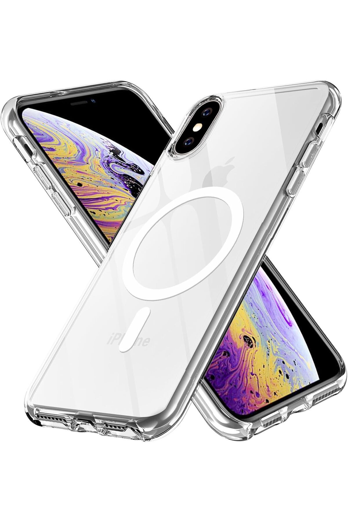 Ehr. iPhone XS Max Uyumlu Köşe Korumalı Darbe Emici Sert Sararmaz Şeffaf Magsafe Kılıf