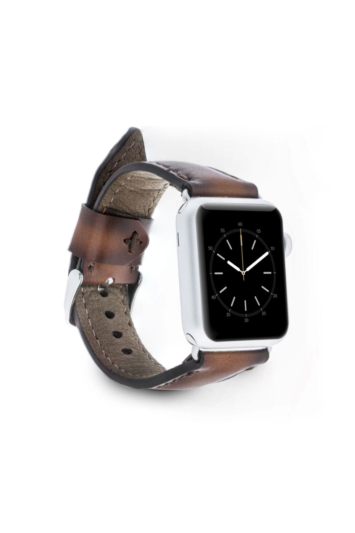 Vemora Apple Watch Uyumlu Deri Kordon 42-44-45mm SM26 Kahve