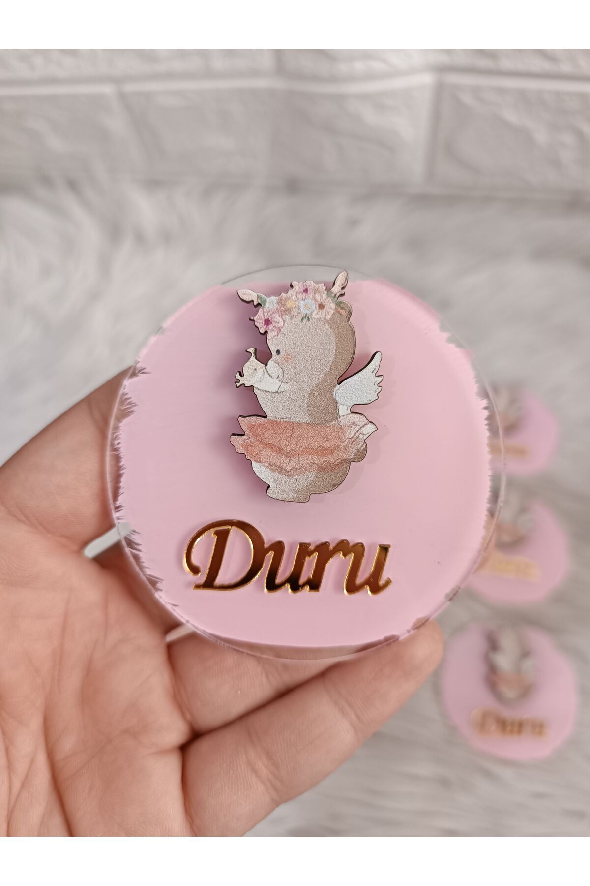 Doğrukan Hediyelik Kanatlı ayıcık figürlü pleksi magnet hediyelik yenidoğan doğum günü mevlüt hediyelik magnet(10 adet)