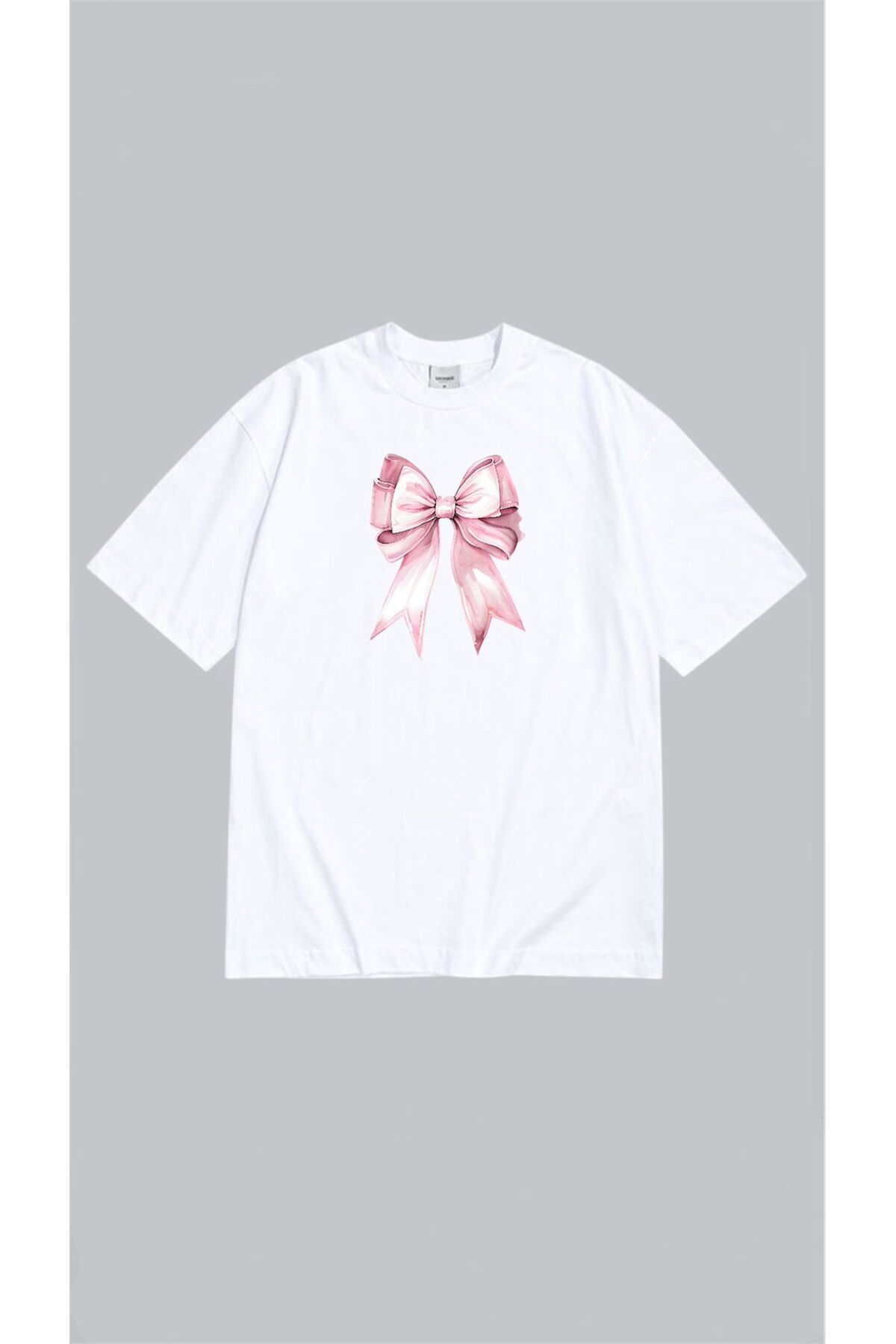 StreetSize Oversize kadın kurdele baskılı Tshirt