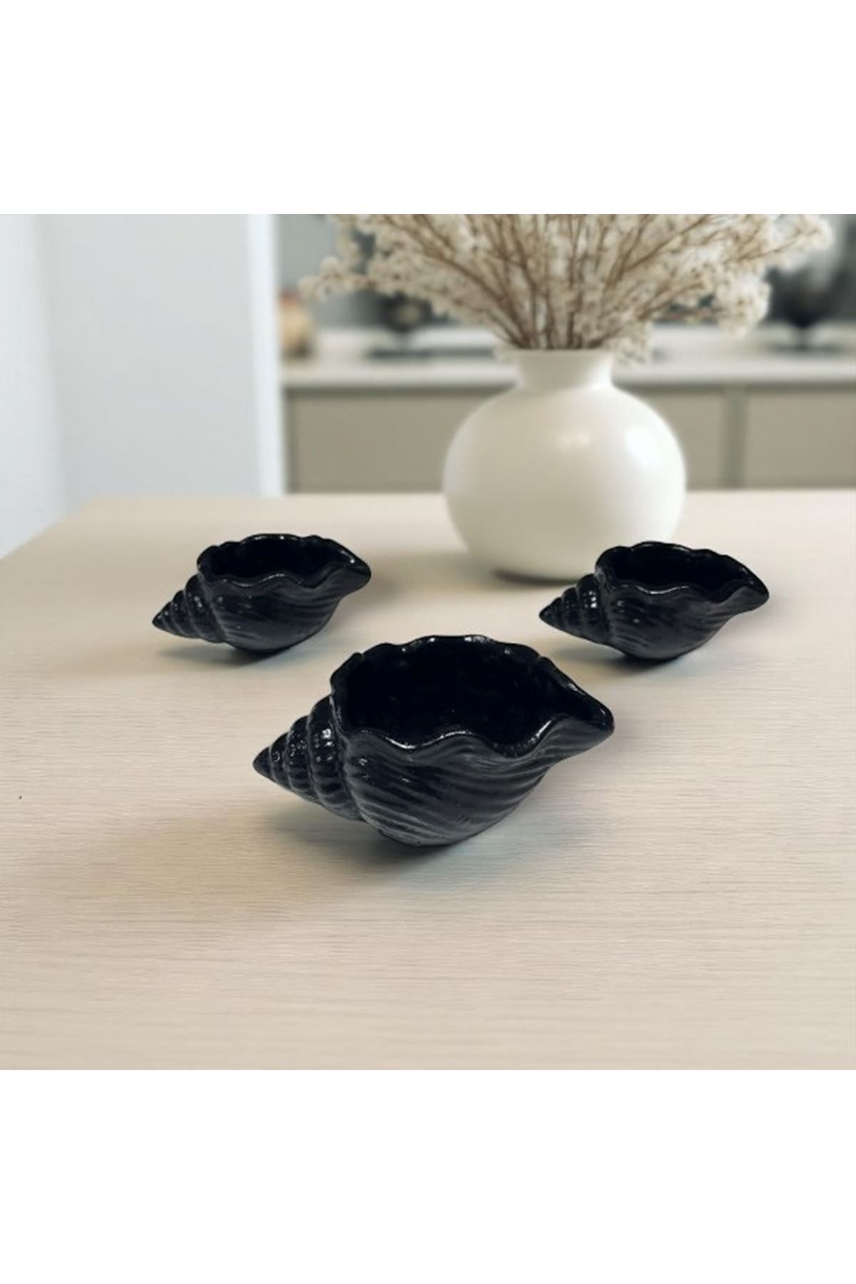 CONAHOME Siyah Deniz Kabuğu Şeklinde Dekoratif Kase - 3'lü Set