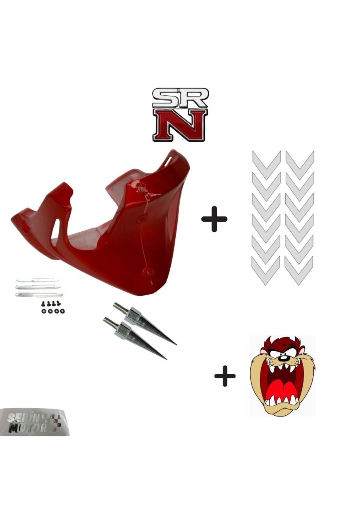 GMS Cg Çita Kırmızı Sakal + Nikel Sakal Stickeri + 2 Adet Sivri Vida Modifiye Set + Tzmanya SRNMOTOR