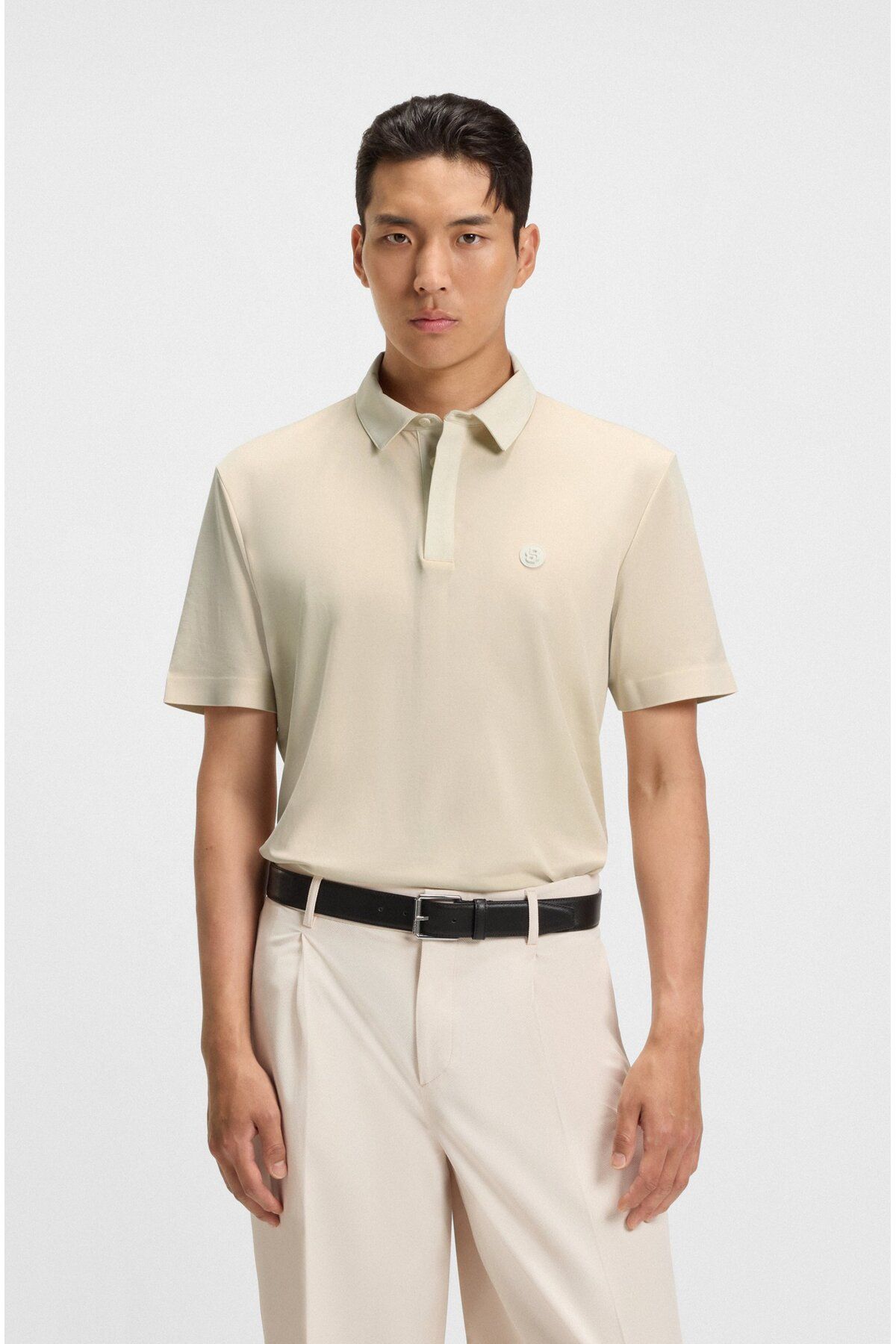 BOSS Erkek Regular Fit Nefes Alabilen Yumuşak Pamuklu Kısa Kollu Bej Polo Yaka T-Shirt 50547462-131