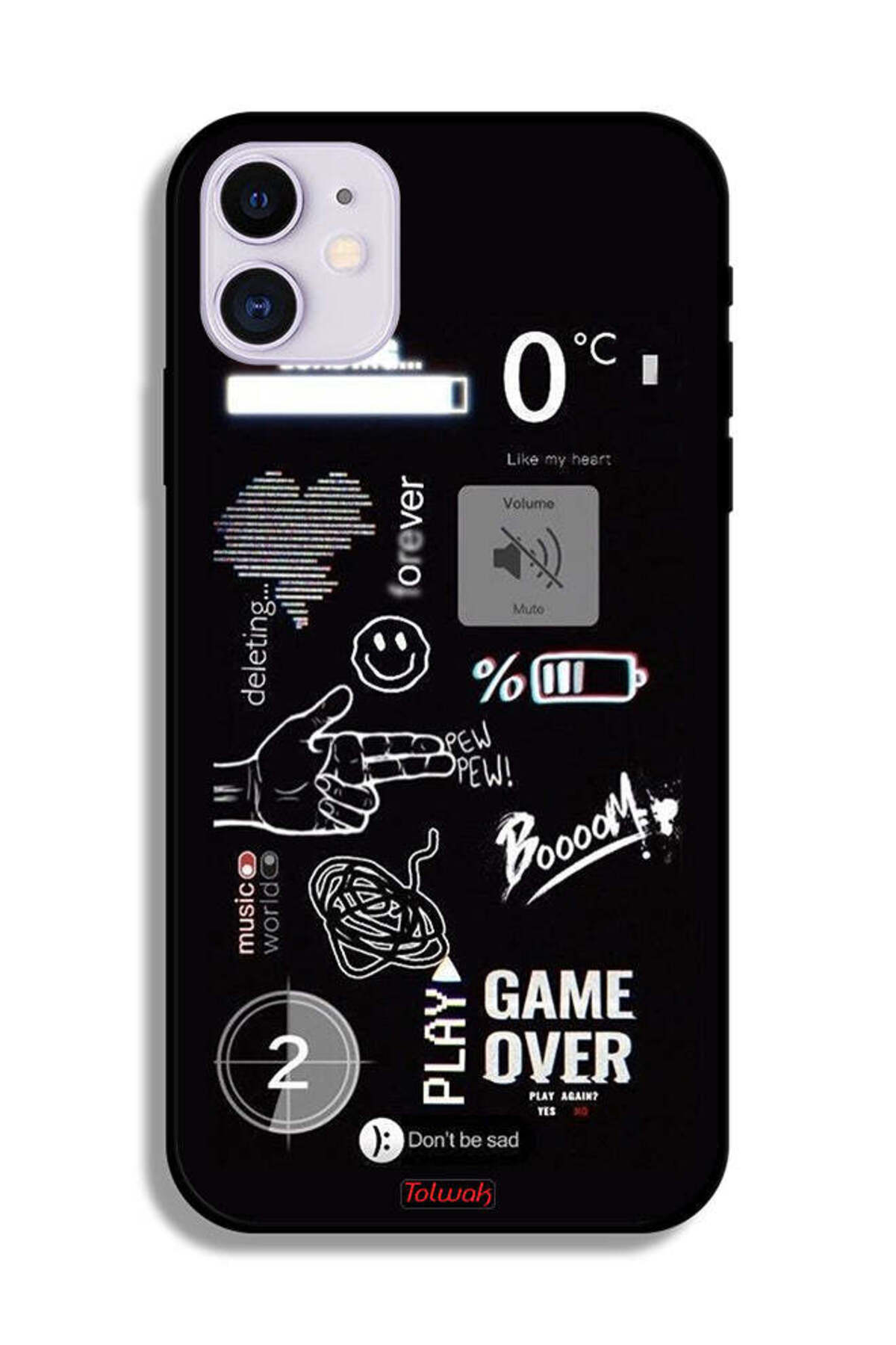 Tolwak-جراب حماية لجهاز Apple iPhone 11 - لعبة انتهت - Pew Pew 2