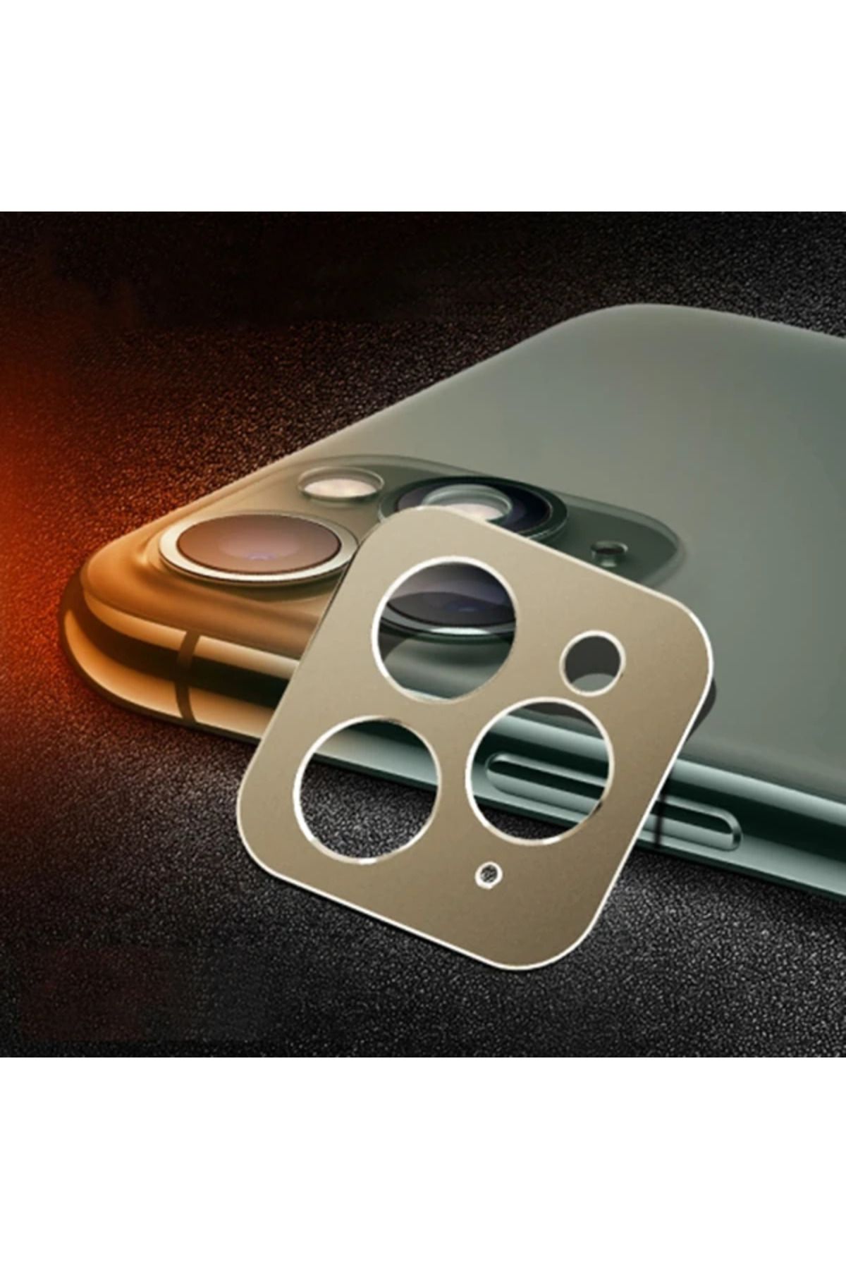 mudikonsept İPhone 11 Pro -11 Pro Max 3D Metal Kamera Koruyucu Metal Lens-(5775) - MDE3476-3512
